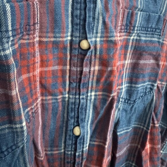 American Eagle Boyfriend Fit Red & Blue Plaid Button-Up Shirt - Size Large - Picture 4 of 4